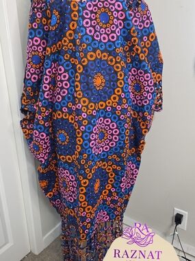 Colorful Circle Pattern Fringe Knit Dress